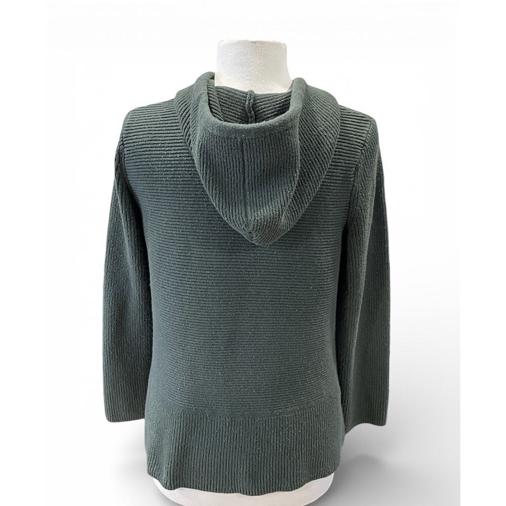 J Jill Sweater/Jacket Women’s Size Small Dark Green Ribbed Hooded Full Zip Up - Picture 2 of 14